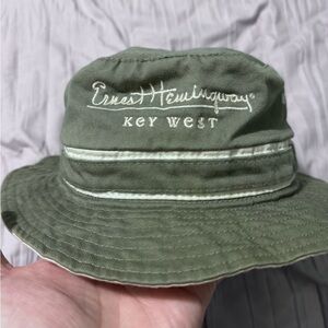 Vintage Ernest Hemingway Key West Green Bucket Hat